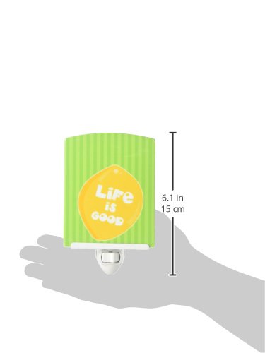 Caroline's Treasures BB7108CNL Lemon Life is Good Ceramic Night Light Compact, UL-Certified, Ideal for Bedroom, Bathroom, Nursery, Hallway, Kitchen, 6x4x3, Multicolor