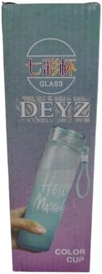 DEYZ Glass Water Bottle 16oz Fitness Drinking Glass Water Bottle PBA and Leak Proof Water Bottle Reusable water bottles Sport Water Bottle Gym Drinking Jug Circular Glass water Bottle (Sky Blue)