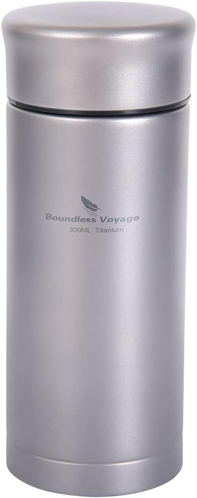 Boundless Voyage Titanium 300ml/450ml Vacuum Water Bottle with Tea Filter Double-Walled Lightweight Leak-Proof Sport Water Bottle for Travel Outdoor Office (10 fl oz)