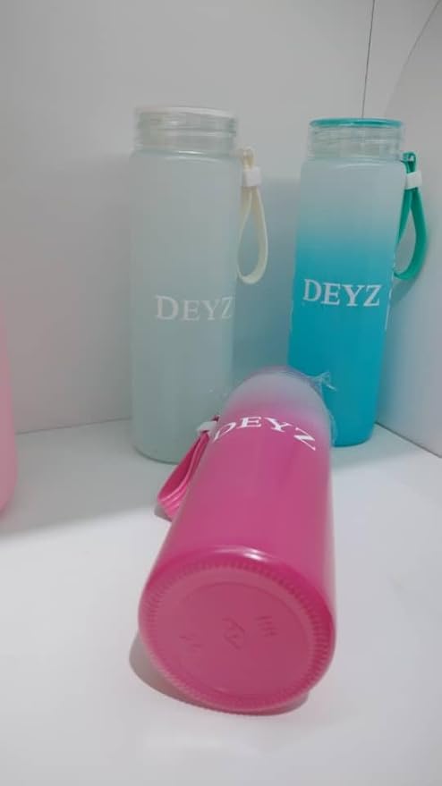 DEYZ Glass Water Bottle 16oz Fitness Drinking Glass Water Bottle PBA and Leak Proof Water Bottle Reusable water bottles Sport Water Bottle Gym Drinking Jug Circular Glass water Bottle (White)