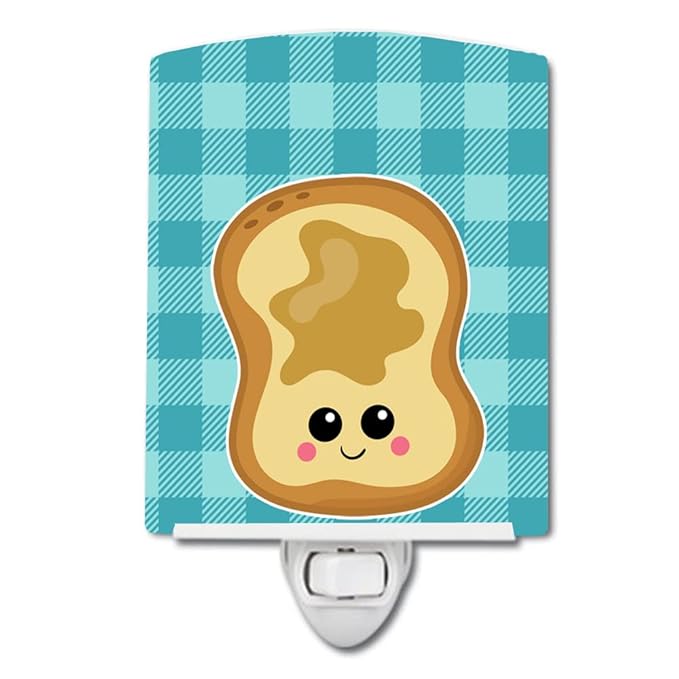 Caroline's Treasures BB6843CNL Peanut Butter Toast Ceramic Night Light Compact, UL-Certified, Ideal for Bedroom, Bathroom, Nursery, Hallway, Kitchen, 6x4x3, Multicolor