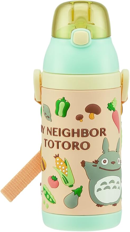 Skater SSPV4 Stainless Steel Children's Water Bottle, 12.8 fl oz (380 ml), Drinking Straw, 3D, My Neighbor Totoro, Diluted Color, Ghibli
