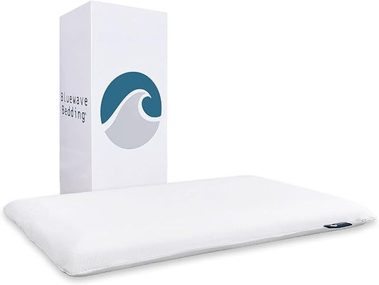 Bluewave Bedding Extra Slim Gel Memory Foam Pillow for Stomach and Back Sleepers - Thin, Flat Design for Cervical Neck Alignment and Deeper Sleep (1.75-Inches Height, Standard Size)