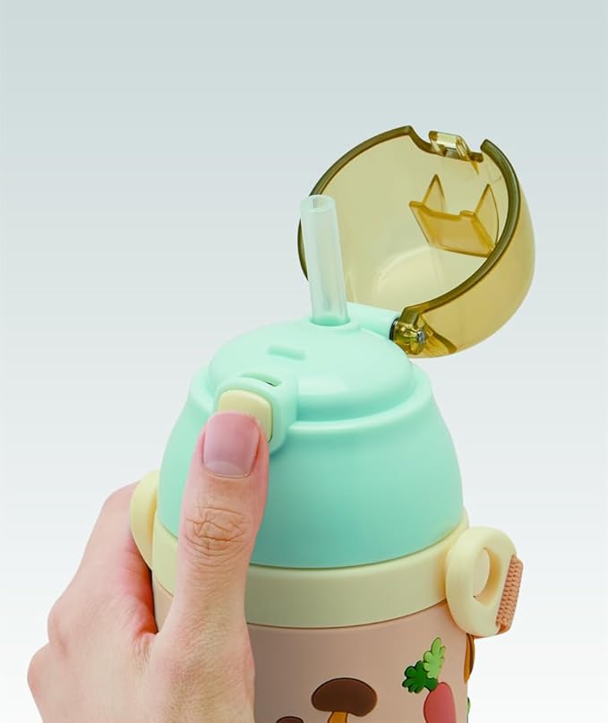 Skater SSPV4 Stainless Steel Children's Water Bottle, 12.8 fl oz (380 ml), Drinking Straw, 3D, My Neighbor Totoro, Diluted Color, Ghibli