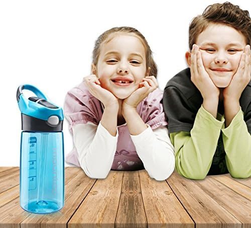 mountop Kids Water Bottle with Silicone Straw and Handle, Easy Use for Girls and Boys, BPA-free Water Bottle for Kids 14oz 400ml