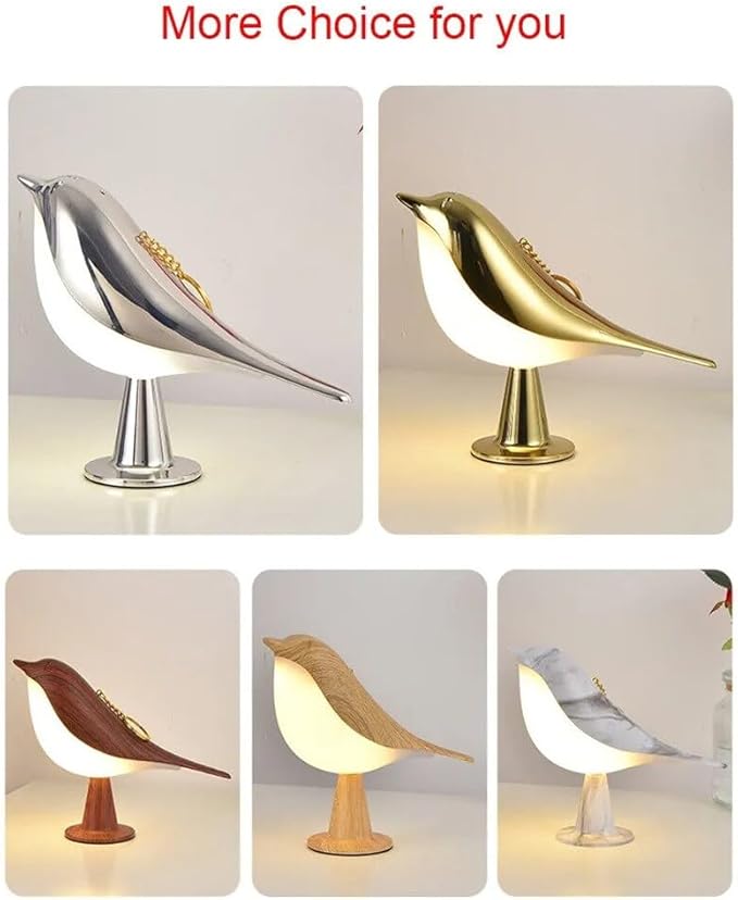 Cute Bird Lamp, Bird Light Bed Lamp Small Table Lamp with 3 Level Brightness Rechargered Gold ABS Plastic Dimmable Night Light for Kids Nursery Light Desk Lamp for Bedroom, Kitchen (Champagne Gold)