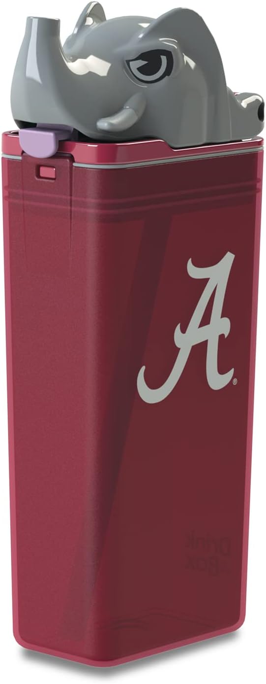 Reusable Water Bottle | Officially Licensed NCAA Sports Bottle | BPA Free | Dishwasher Safe | Big Al Mascot | 12 oz Drink in the Box - The University of Alabama