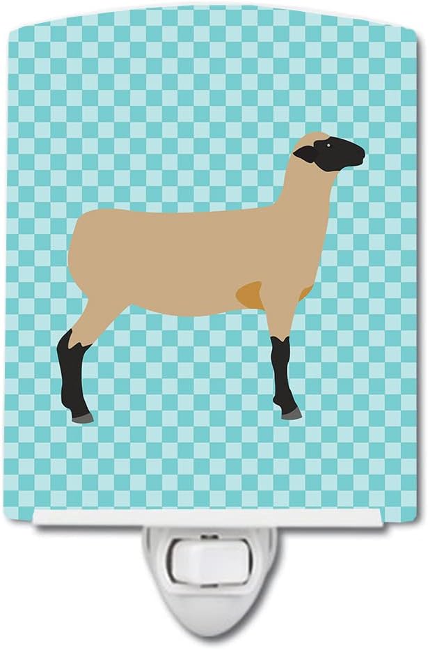 Caroline's Treasures BB8150CNL Hampshire Down Sheep Blue Check Ceramic Night Light Compact, UL-Certified, Ideal for Bedroom, Bathroom, Nursery, Hallway, Kitchen, 6x4x3, Multicolor