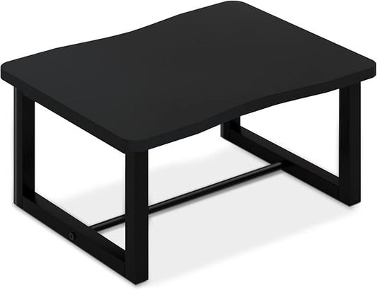 Wooden Step Stool with 500 Pounds, Wide Bed Step Stool for Adults,Black Wood Step Stool for Kitchen, Bedroom, Living Room, Bathroom