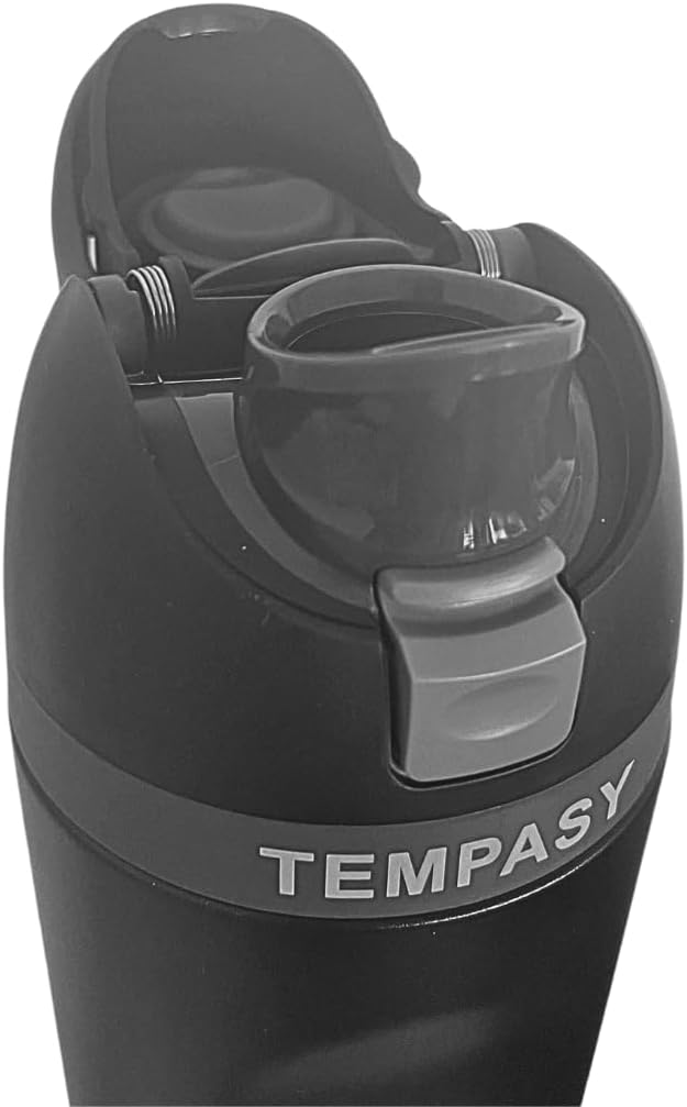 Leakproof Bpa Free - Stainless Steel Water Bottle with Straw, HAND GRIP and LID perfect for Travel, Sport, Gym and Outdoor Adventures.(20 Oz = 600 ml) (Black, 20 Oz)