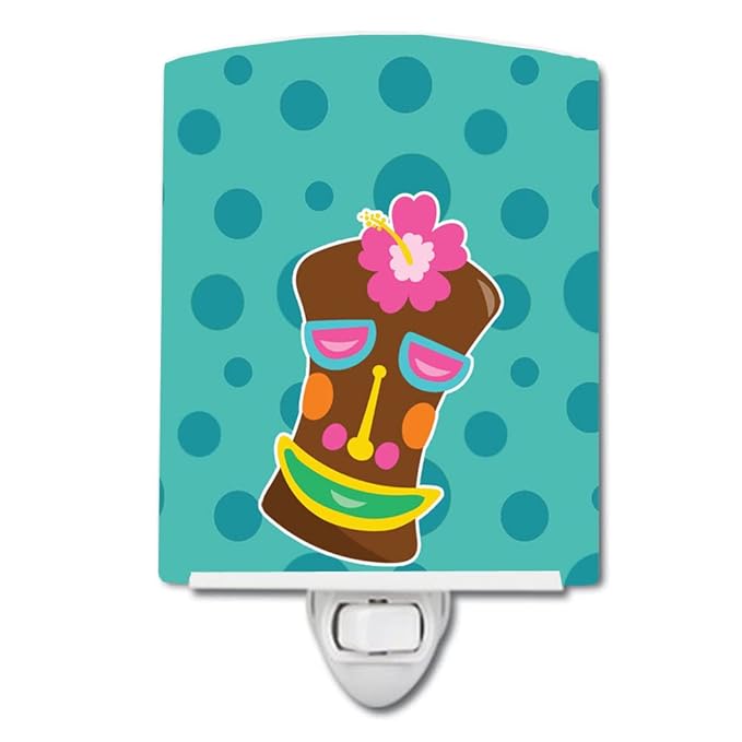 Caroline's Treasures BB8815CNL Tiki Face Girl Ceramic Night Light Compact, UL-Certified, Ideal for Bedroom, Bathroom, Nursery, Hallway, Kitchen, 6x4x3, Multicolor