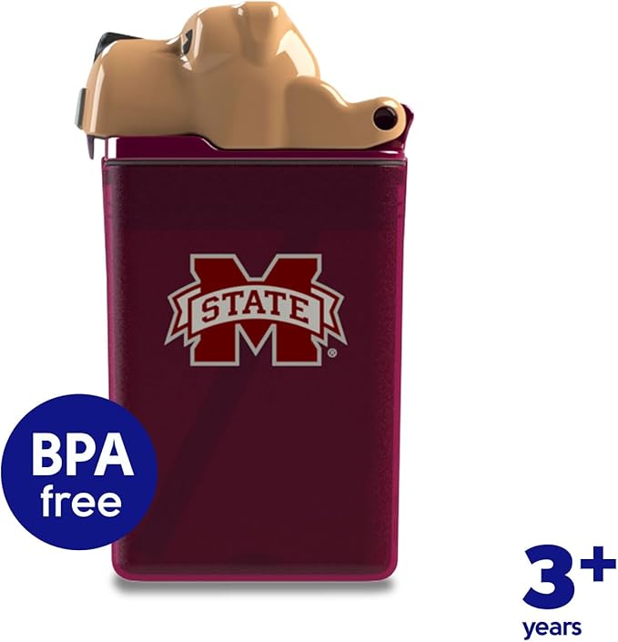 Reusable Water Bottle | Officially Licensed NCAA Sports Bottle |BPA Free | Dishwasher Safe | Mississippi State University | Bully Mascot Officially Licensed NCAA - 8oz