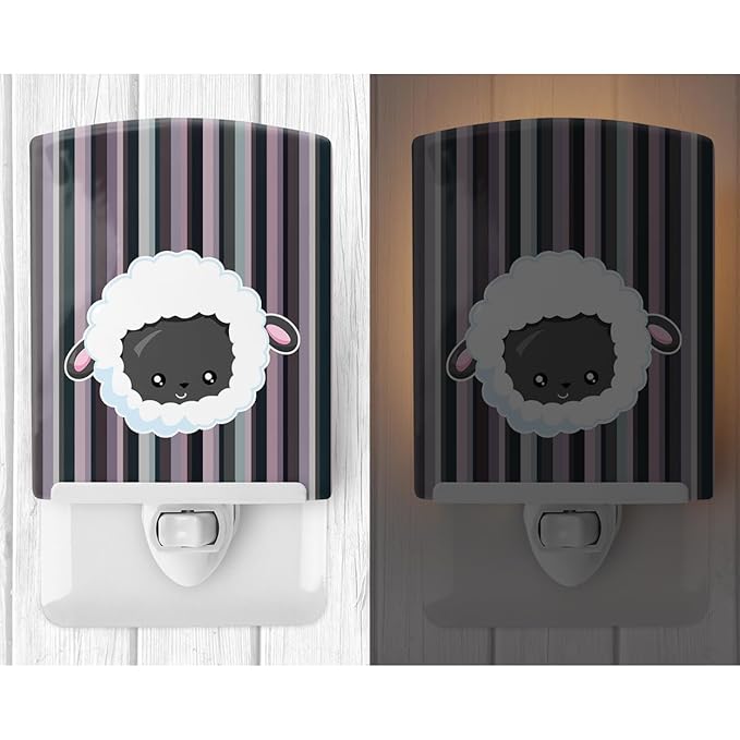 Caroline's Treasures BB6931CNL Black Sheep Lamb Face Ceramic Night Light Compact, UL-Certified, Ideal for Bedroom, Bathroom, Nursery, Hallway, Kitchen, 6x4x3, Multicolor