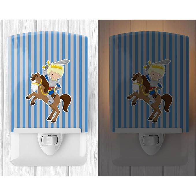 Caroline's Treasures BB8746CNL Blonde Boy Knight on Horse Ceramic Night Light Compact, UL-Certified, Ideal for Bedroom, Bathroom, Nursery, Hallway, Kitchen, 6x4x3, Multicolor