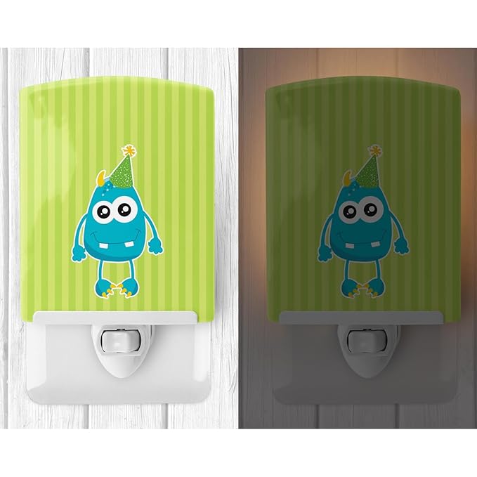 Caroline's Treasures BB9097CNL Birthday Monster Ceramic Night Light Compact, UL-Certified, Ideal for Bedroom, Bathroom, Nursery, Hallway, Kitchen, 6x4x3, Multicolor
