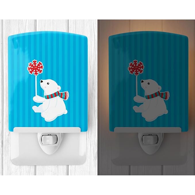 Caroline's Treasures BB8983CNL Polar Bear Ceramic Night Light Compact, UL-Certified, Ideal for Bedroom, Bathroom, Nursery, Hallway, Kitchen, 6x4x3, Multicolor