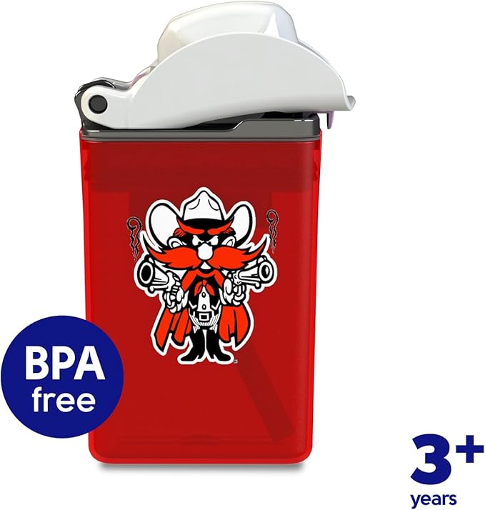 Reusable Water Bottle | Officially Licensed NCAA Sports Bottle |BPA Free | Dishwasher Safe | Texas Tech | Raider Red Officially Licensed NCAA - 8oz