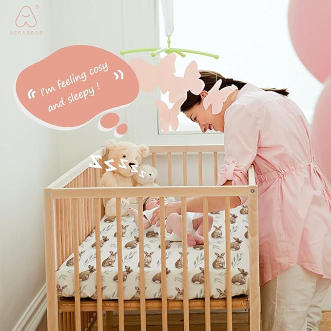 ACRABROS Crib Sheets for Girl Boy: Stretchy Baby Fitted Crib Mattress Sheets Sets 2 Pack Standard Size Ultra Soft Neutral, Rabbit Nuts