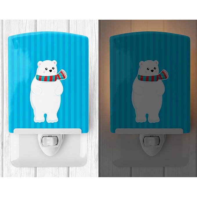 Caroline's Treasures BB8984CNL Polar Bear #2 Ceramic Night Light Compact, UL-Certified, Ideal for Bedroom, Bathroom, Nursery, Hallway, Kitchen, 6x4x3, Multicolor