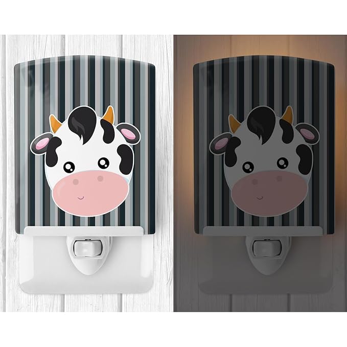 Caroline's Treasures BB6926CNL Cow Face Ceramic Night Light Compact, UL-Certified, Ideal for Bedroom, Bathroom, Nursery, Hallway, Kitchen, 6x4x3, Multicolor