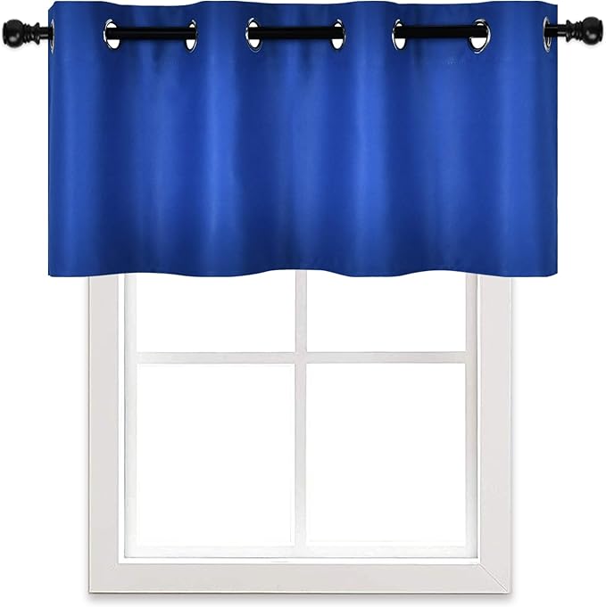 Royal Blue Valances for Windows Solid Grommet Top Blackout Valance for Kitchen Short Straight Drape Valance for Bedroom Boys Room 52X18 1 Panel