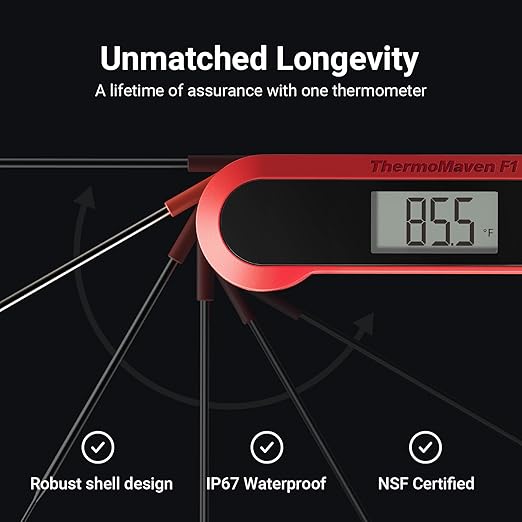 Professional Meat Thermometer Digital, 3X Faster (0.5sec) Instant Read with High Accuracy(Β±0.5Β°F), IP67 Waterproof & Backlit for Grill, BBQ, Oven, Smoker, Kitchen, Certified by NSF & NIST