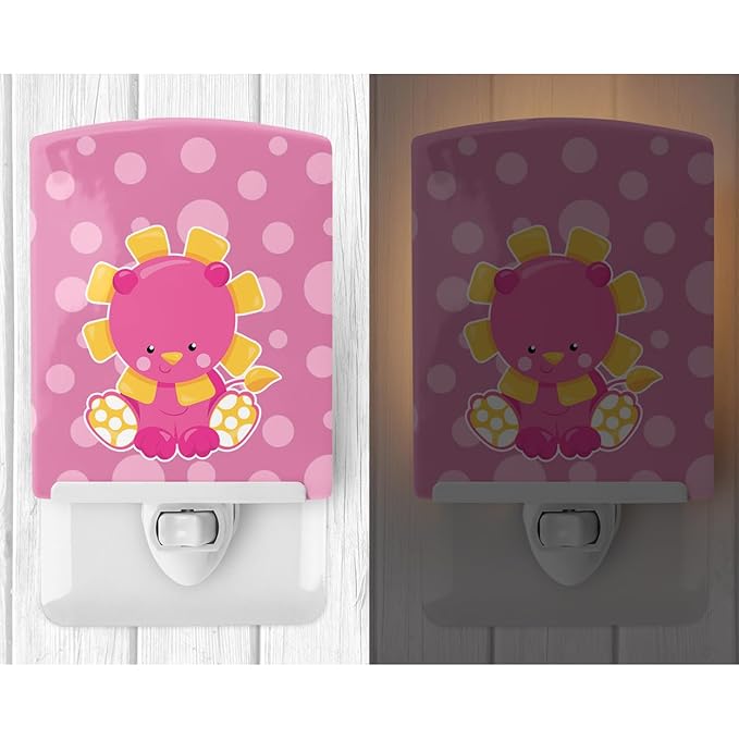 Caroline's Treasures BB6829CNL Girl Lion Ceramic Night Light Compact, UL-Certified, Ideal for Bedroom, Bathroom, Nursery, Hallway, Kitchen, 6x4x3, Multicolor
