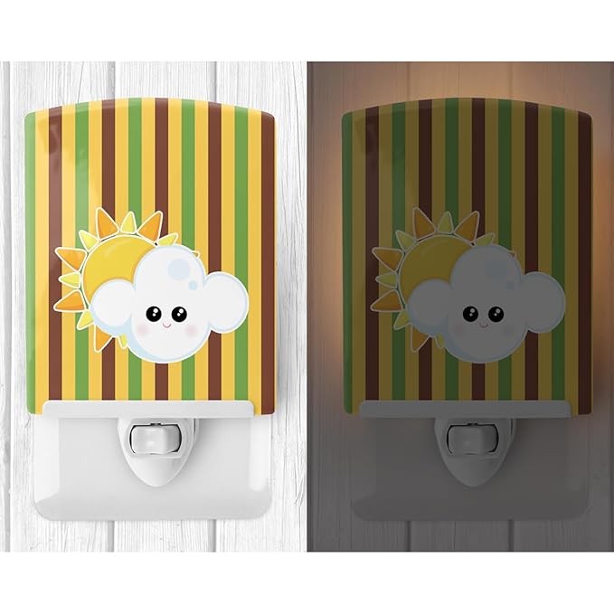 Caroline's Treasures BB7152CNL Weather Partly Cloudy Face Ceramic Night Light Compact, UL-Certified, Ideal for Bedroom, Bathroom, Nursery, Hallway, Kitchen, 6x4x3, Multicolor