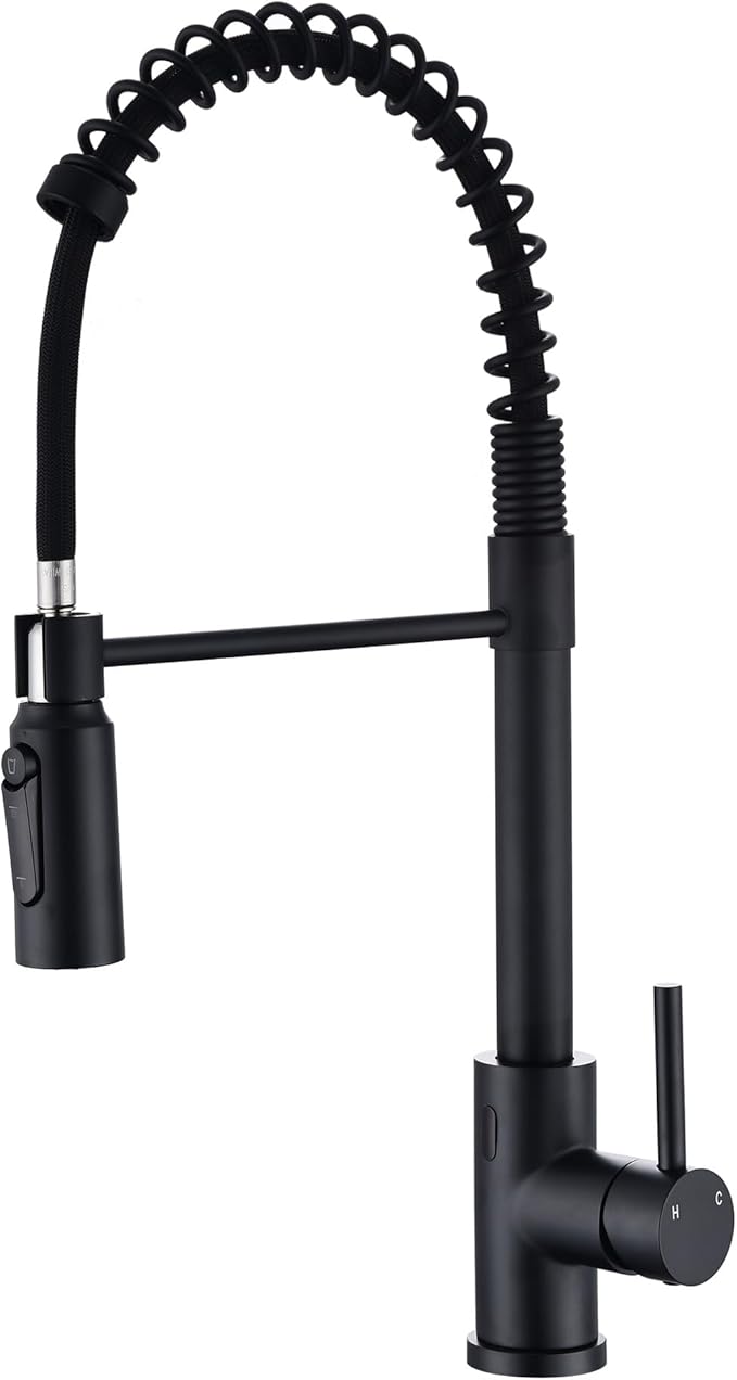 Touchless Kitchen Faucet with Pull Down Sprayer Water Filte 3 Hole Single Handle for Sink Rv Commercial Outdoor Laundry Brass Stainless Steel Material(Black)