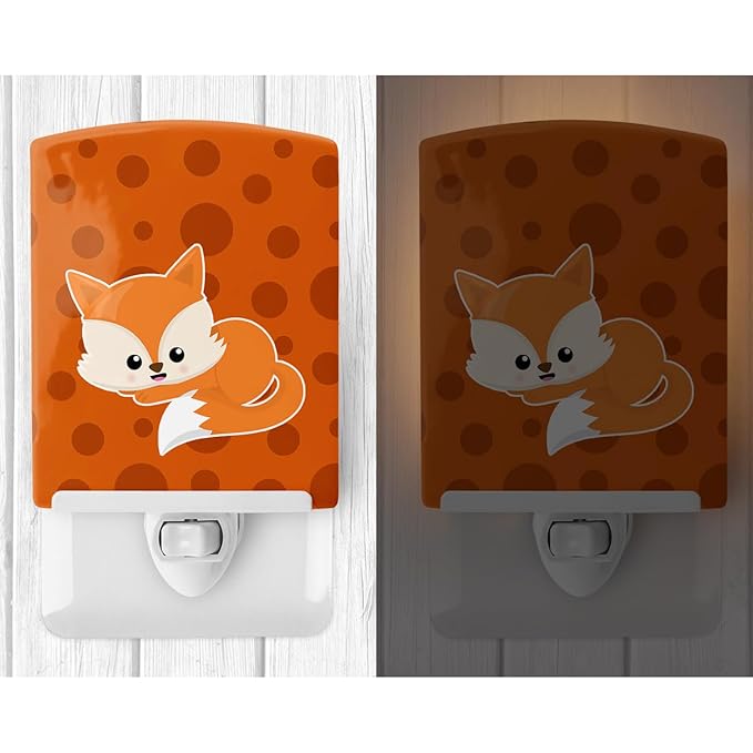 Caroline's Treasures BB7086CNL Baby Fox Polkadot Ceramic Night Light Compact, UL-Certified, Ideal for Bedroom, Bathroom, Nursery, Hallway, Kitchen, 6x4x3, Multicolor