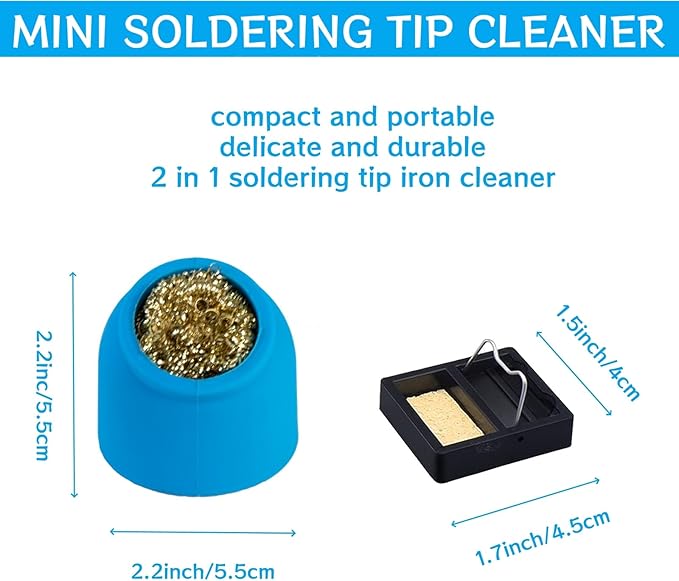 Kaisiking Soldering Brass Sponge Tip Cleaner with Silicone Holder & Soldering Iron Stand Holder Support Station for Cleaning Soldering Irons and Tips