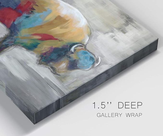 Renditions Gallery Canvas Animal Wall Art Home Paintings & Prints Colorful Bison Brushstroke Abstract Black & White Modern Artwork Decorations for Bedroom Office Kitchen - 8"x12" LT33