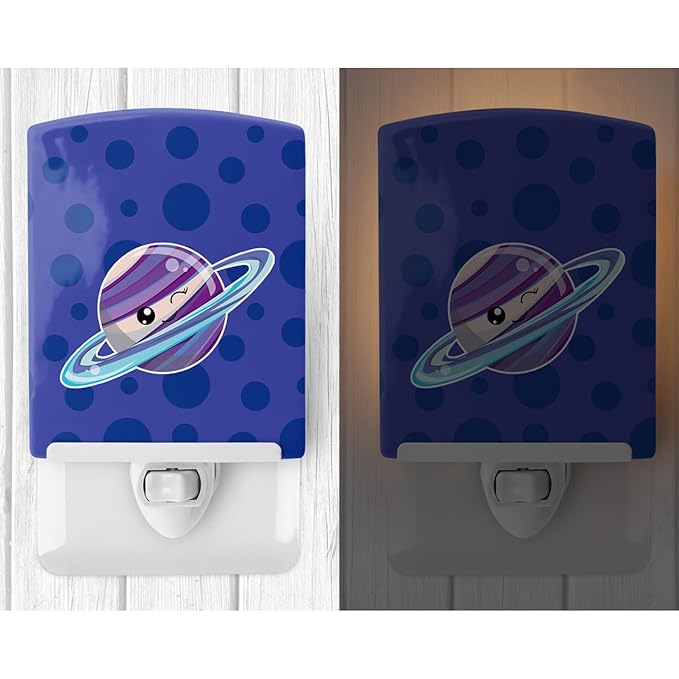 Caroline's Treasures BB9041CNL Planets Saturn Ceramic Night Light Compact, UL-Certified, Ideal for Bedroom, Bathroom, Nursery, Hallway, Kitchen, 6x4x3, Multicolor