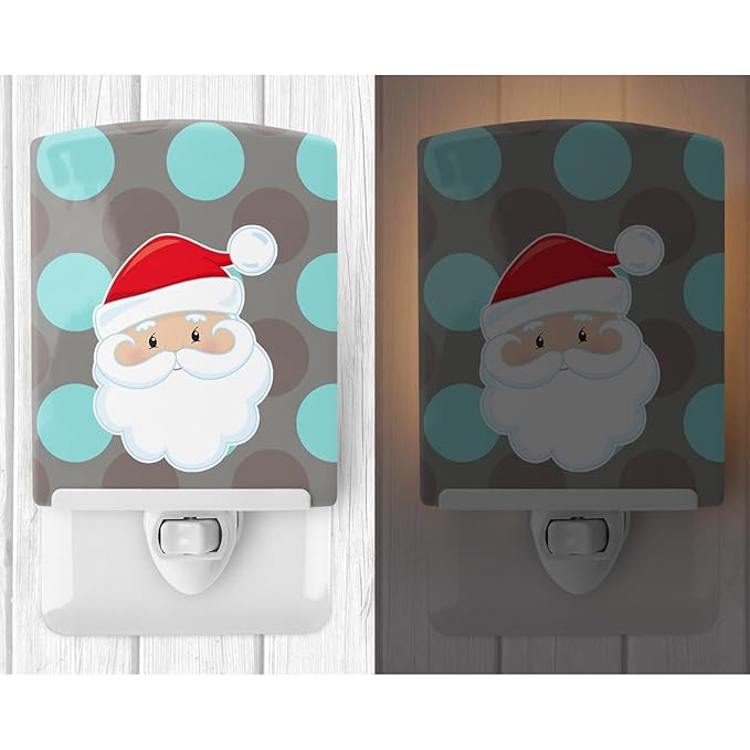 Caroline's Treasures BB8672CNL Bear on Polka Dots Ceramic Night Light Compact, UL-Certified, Ideal for Bedroom, Bathroom, Nursery, Hallway, Kitchen, 6x4x3, Multicolor