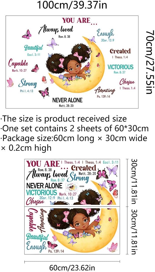 Black Girl Inspirational Wall Decals Inspirational Quotes Wall Decals Positive Words Motivational Lettering African American Wall Stickers for Baby Toddler Room Decorations Nursery Playroom Bedroom