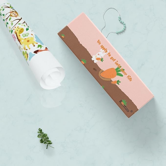 Runtoo Baby Animals Wall Decals Elephant Lion Monkey Jungle Tree Wall Stickers for Kids Room Nursery Classroom Wall Decor