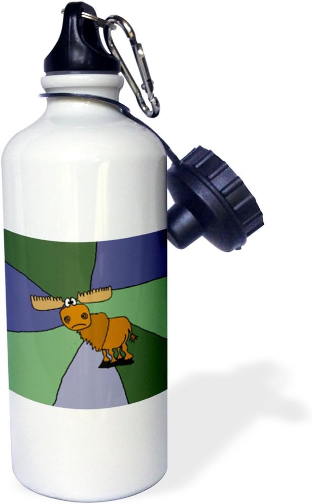 3dRose Grumpy Moose Art with Colorful Background-Sports Water Bottle, 21oz , 21 oz, Multicolor