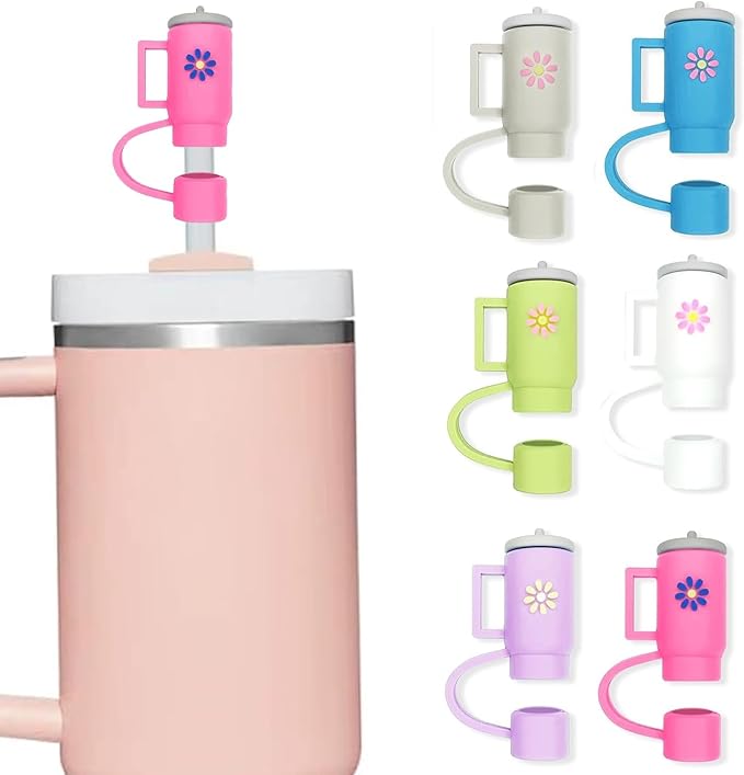 6 PCS Straws with Straw Cover Caps compatible with Stanley Adventure Quencher Tumbler, 12 Inch Straw compatible with Stanley, Straw Tips with Straws compatible with Stanley, come with 2 Brush
