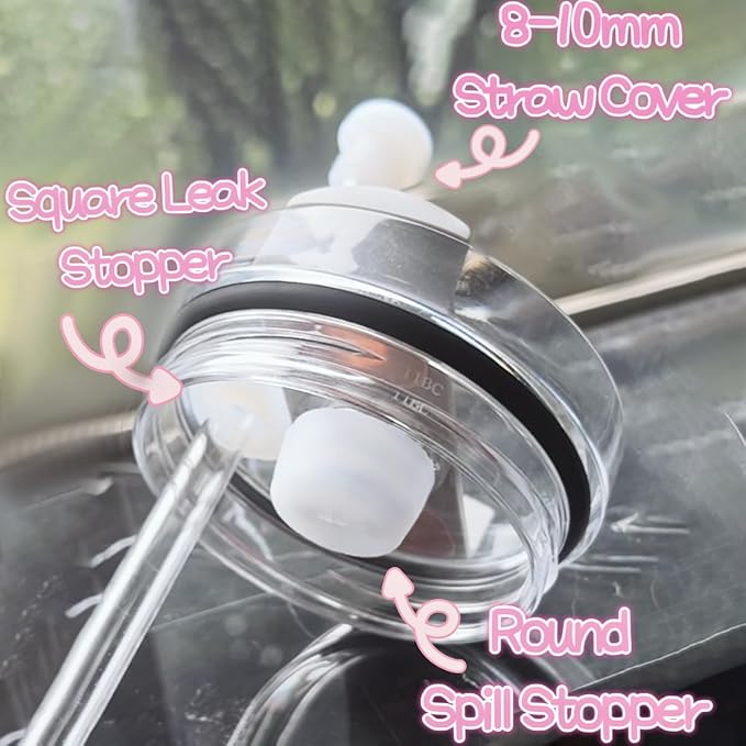 5 Set Spill Stopper for Stanley Cup 40oz/30oz/20oz/64oz, Leak Proof Accessories for Tumbler Quencher H2.0 & 1.0, Anti Leak Straw Cover Kit for Stanley