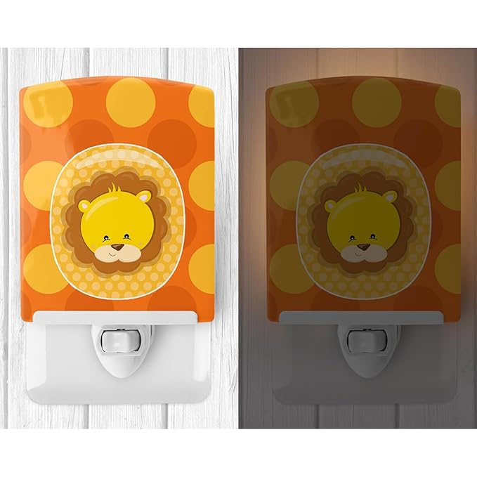Caroline's Treasures BB9007CNL Zoo Month 0 Lion Ceramic Night Light Compact, UL-Certified, Ideal for Bedroom, Bathroom, Nursery, Hallway, Kitchen, 6x4x3, Multicolor