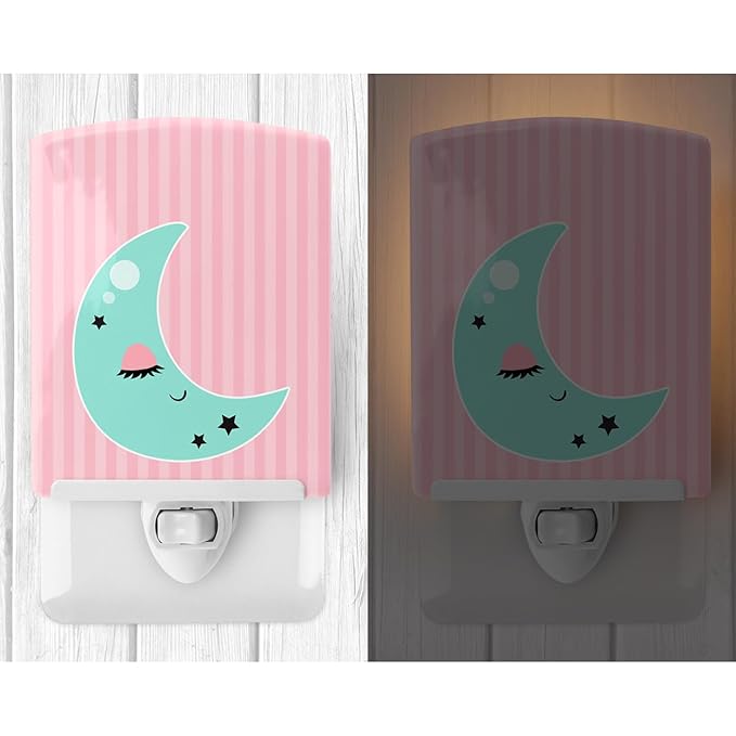 Caroline's Treasures BB8716CNL Moon Ceramic Night Light Compact, UL-Certified, Ideal for Bedroom, Bathroom, Nursery, Hallway, Kitchen, 6x4x3, Multicolor