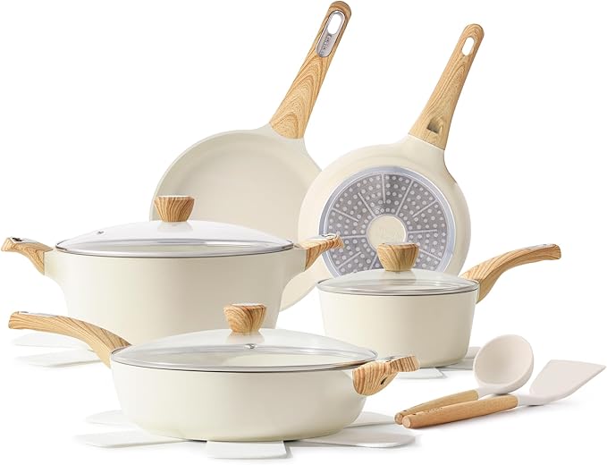 SENSARTE Ceramic Pots and Pans Set Nonstick, Kitchen Cookware Sets, 14-Piece Induction Cookware, 100% Non-toxic Healthy Non Stick Cooking Set, with Frying Pans Set, PFAS PTFE PFOA PFOS Free