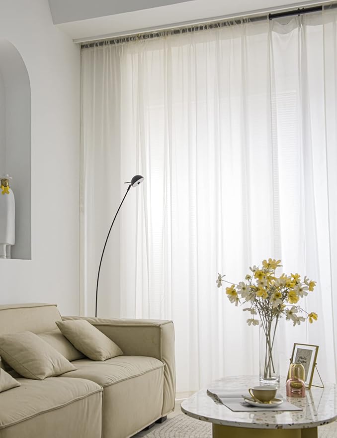 Windows Semi Beige Sheer Curtains 78 Inches Length 52 Inches Width 2 Panels Set Translucent Sheer Curtain Basic Rod Pocket for Bedroom Children Living Room Yard Kitchen