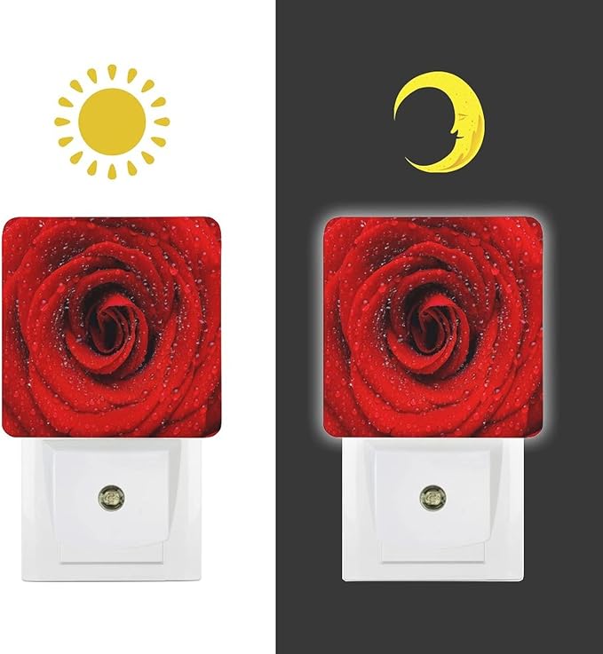 LED Night Lights Lamp with Dusk to Dawn Sensor, A Big Red Rose Night Lamp, Night Lights Plug Into Wall for Kids Room, Bedroom, Bathroom, Kitchen, Hallway
