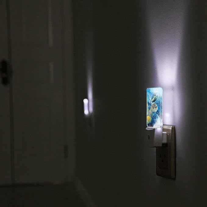 Sea Turtle Night Light for Kids Boys Plug into Wall Led Nightlight with Dusk to Dawn Sensor Compact Lamp Bedroom Bathroom Nursery Hallway Stairs Kitchen Home Decor
