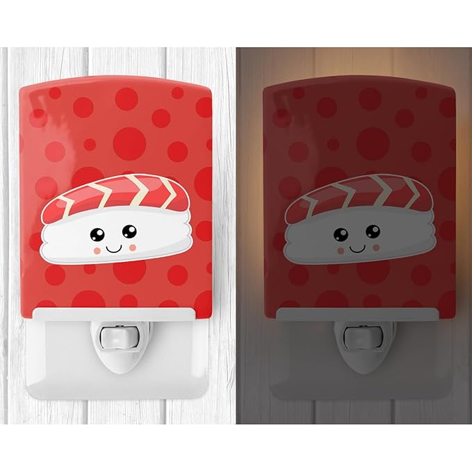 Caroline's Treasures BB8808CNL Sushi Tuna Sashimi Ceramic Night Light Compact, UL-Certified, Ideal for Bedroom, Bathroom, Nursery, Hallway, Kitchen, 6x4x3, Multicolor