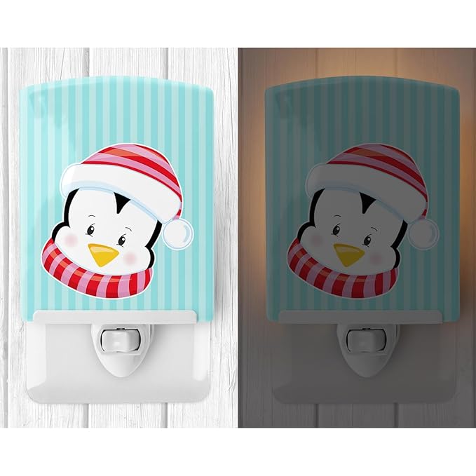 Caroline's Treasures BB8675CNL Christmas Penquin #1 Ceramic Night Light Compact, UL-Certified, Ideal for Bedroom, Bathroom, Nursery, Hallway, Kitchen, 6x4x3, Multicolor