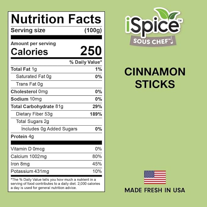 iSpice PREMIUM CINNAMON STICKS | Pure and Fresh | Essential Kitchen Spice | DELICIOUS- Free of ANY Artificial Colors | 3.6oz (96 gr)