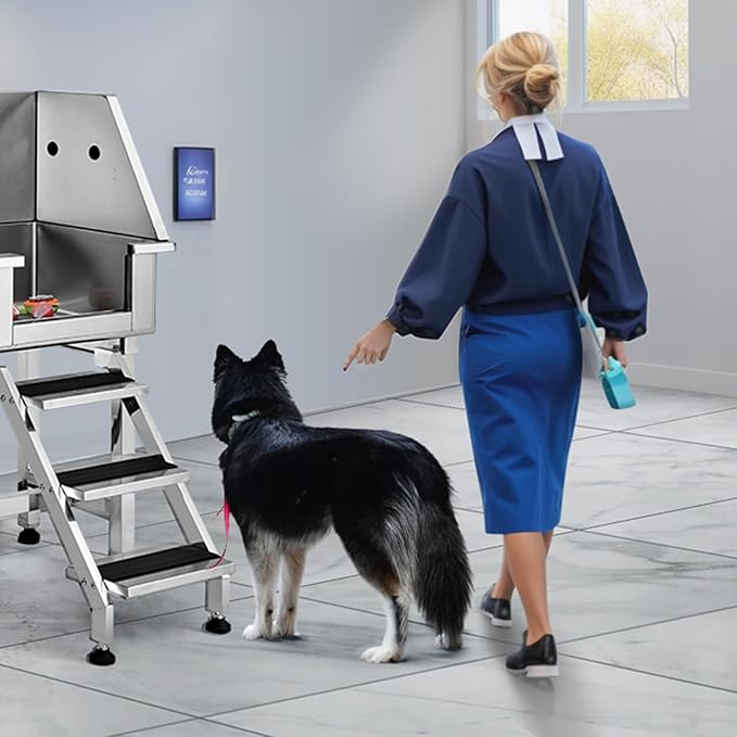 VEVOR 34" Pet Dog Bathing Station w/Ramp, Professional Stainless Steel Dog Grooming Tub w/Storage Drawer, Faucet,Rich Accessory, Dog Bathtub for Large,Medium,Small Pets, Washing Sink for Home(Right)…