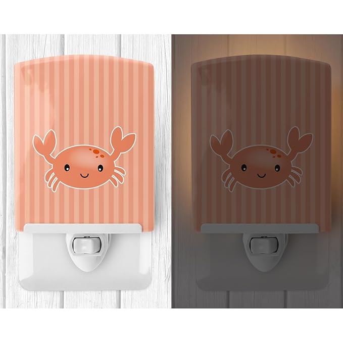 Caroline's Treasures BB7121CNL Crab Ceramic Night Light Compact, UL-Certified, Ideal for Bedroom, Bathroom, Nursery, Hallway, Kitchen, 6x4x3, Multicolor